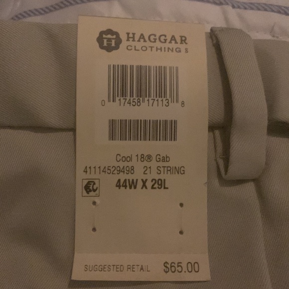 (1739) Haggar Men's Cool 18 Stria Hidden Expandable Waistband Plain Front Pant - Picture 7 of 8